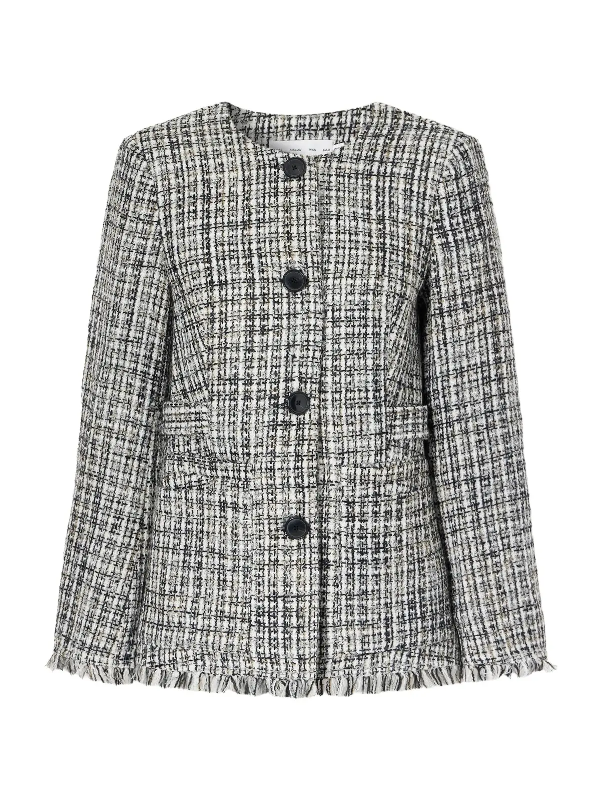 Proenza Schouler White Label Aurelia Fringed Checked Tweed Jacket