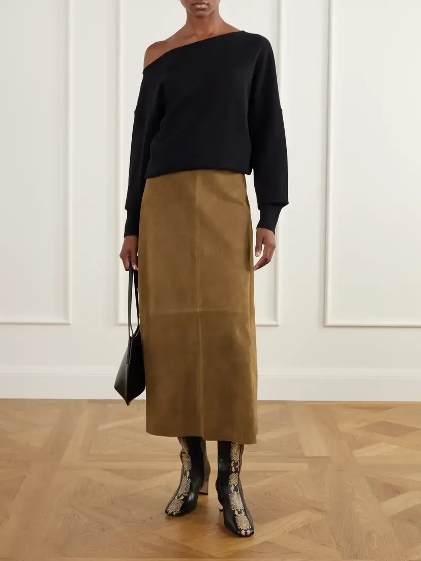 Joseph Helius Paneled Suede Midi Skirt | Thumbnail 2 Joseph Helius Paneled Suede Midi Skirt | Thumbnail 2