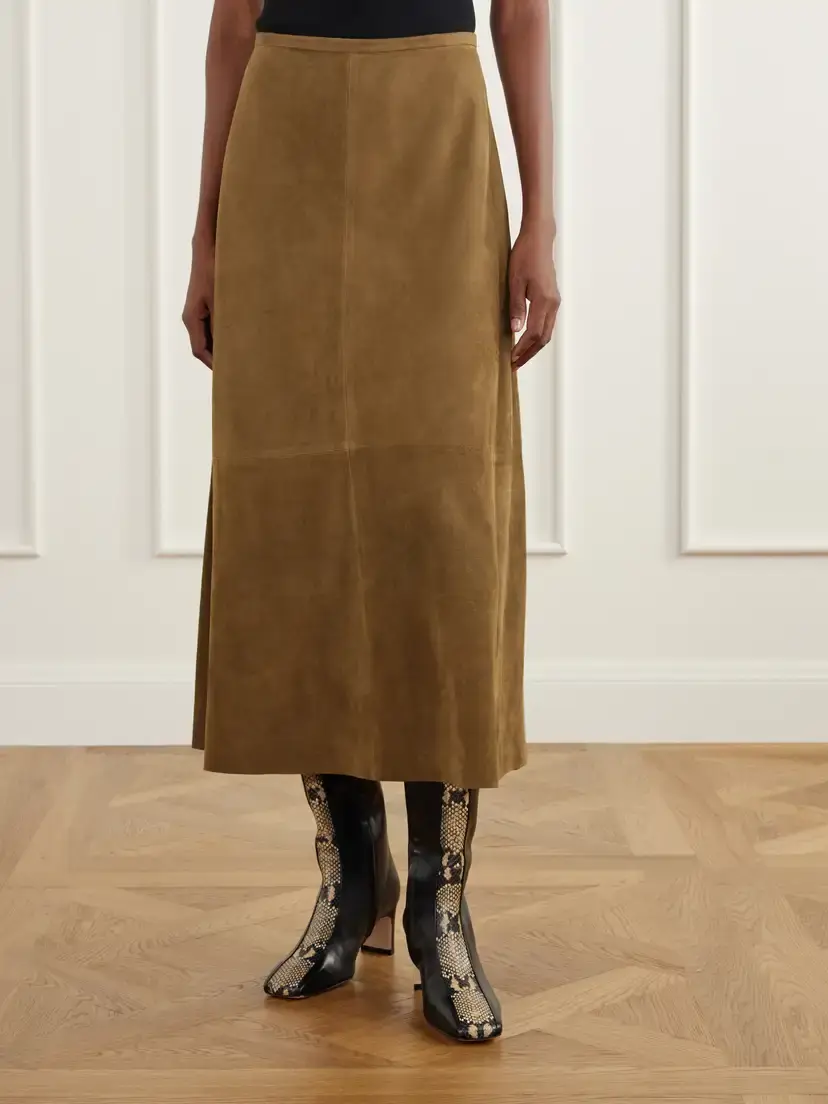 Joseph Helius Paneled Suede Midi Skirt | Thumbnail 3 Joseph Helius Paneled Suede Midi Skirt | Thumbnail 3