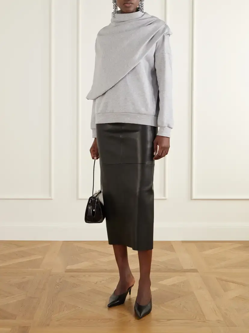 Magda Butrym Cape-effect Draped Cotton-blend Jersey Sweatshirt | Thumbnail 2 Magda Butrym Cape-effect Draped Cotton-blend Jersey Sweatshirt | Thumbnail 2