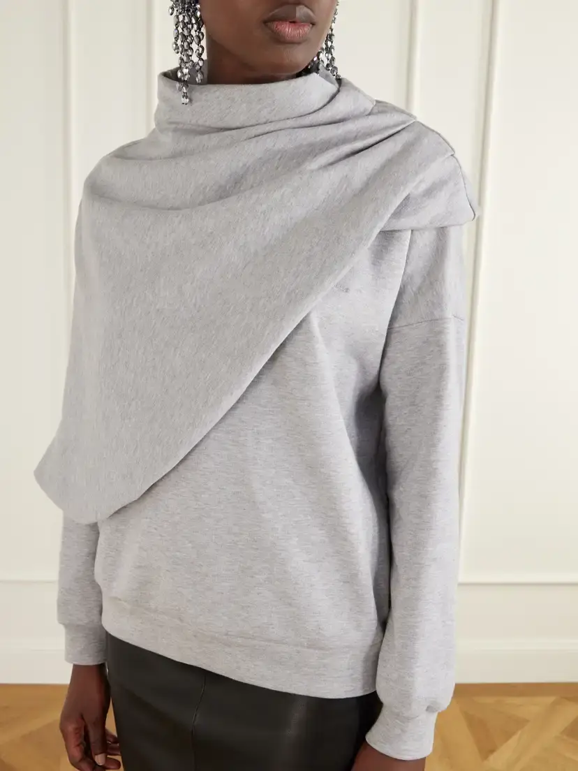 Magda Butrym Cape-effect Draped Cotton-blend Jersey Sweatshirt | Thumbnail 5 Magda Butrym Cape-effect Draped Cotton-blend Jersey Sweatshirt | Thumbnail 5