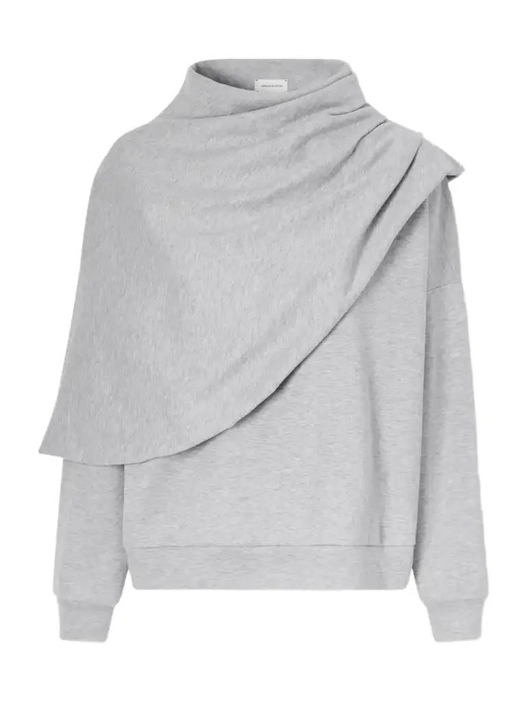 Magda Butrym Cape-effect Draped Cotton-blend Jersey Sweatshirt