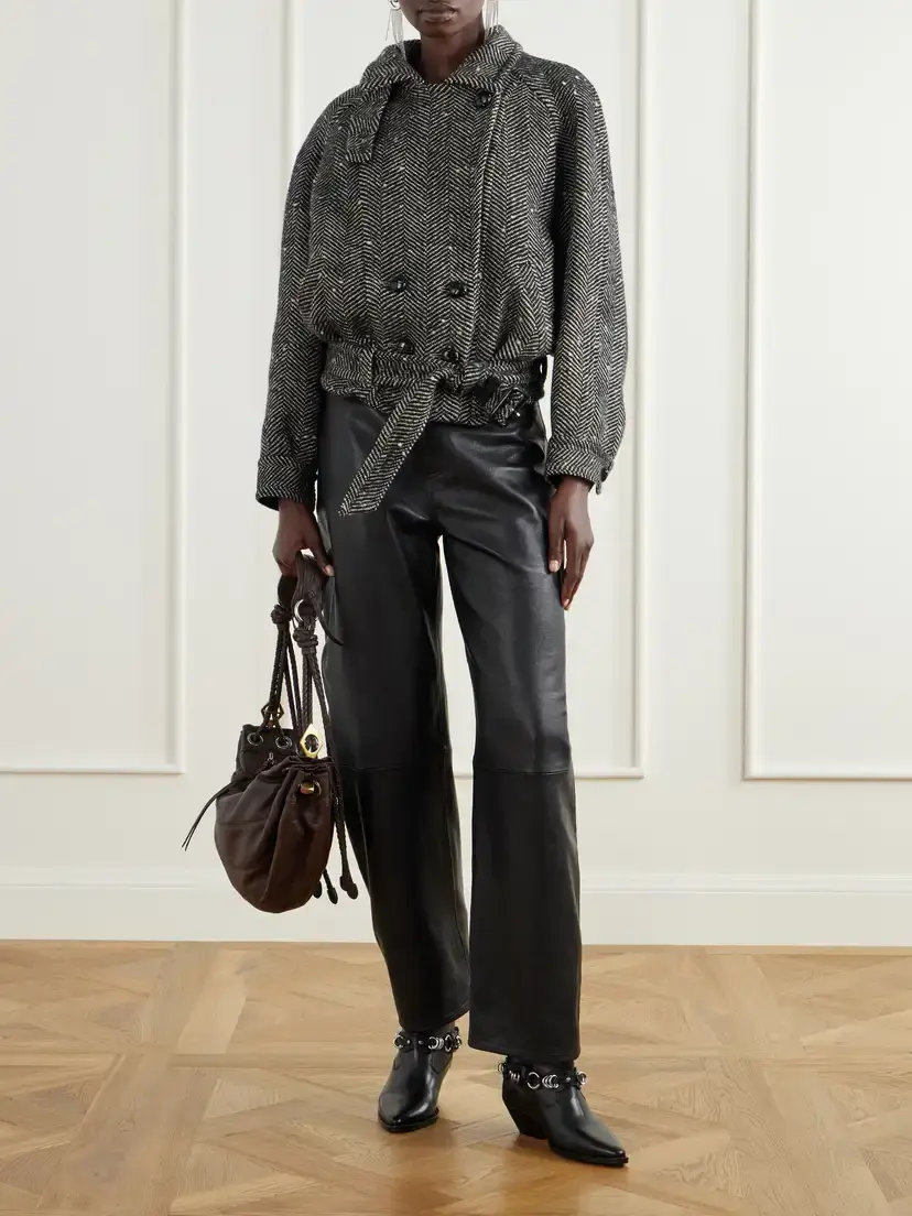 Isabel Marant Elvane Belted Herringbone Wool-blend Coat | Thumbnail 2 Isabel Marant Elvane Belted Herringbone Wool-blend Coat | Thumbnail 2