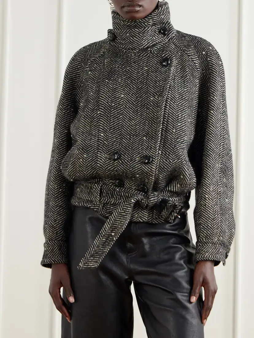 Isabel Marant Elvane Belted Herringbone Wool-blend Coat | Thumbnail 3 Isabel Marant Elvane Belted Herringbone Wool-blend Coat | Thumbnail 3