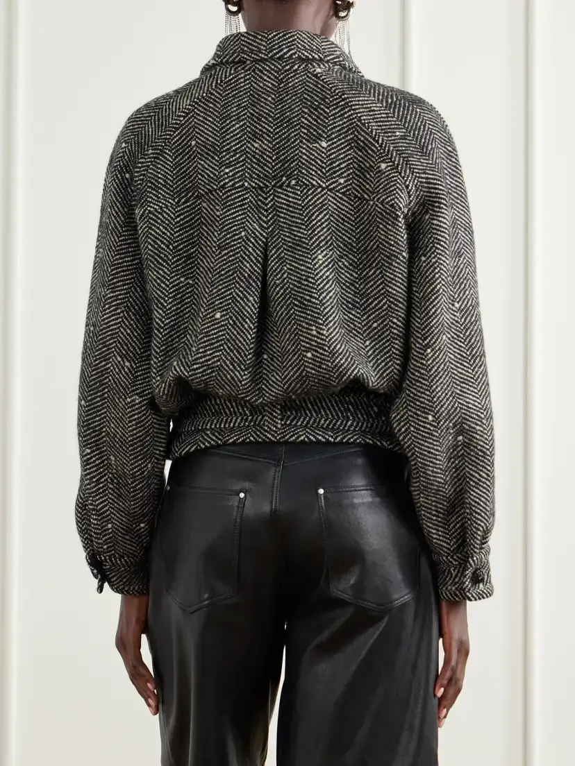 Isabel Marant Elvane Belted Herringbone Wool-blend Coat | Thumbnail 4 Isabel Marant Elvane Belted Herringbone Wool-blend Coat | Thumbnail 4