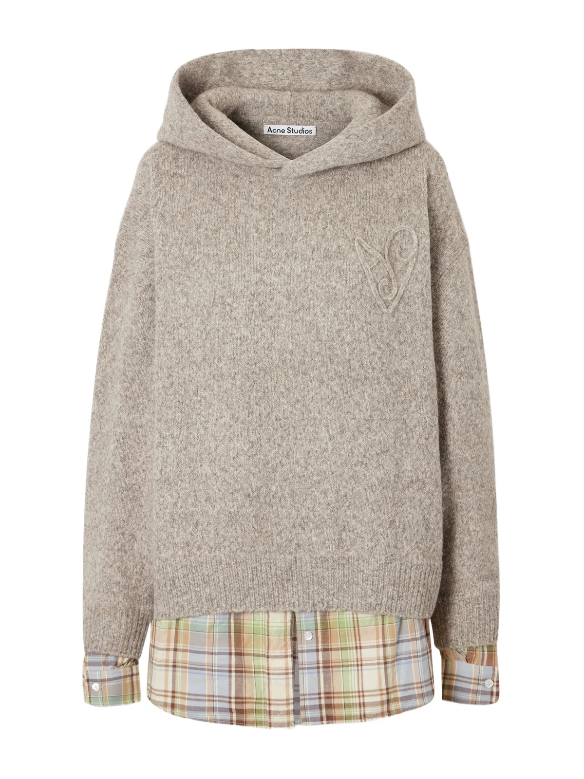 Layered Checked Poplin-trimmed Wool-blend Sweater Layered Checked Poplin-trimmed Wool-blend Sweater