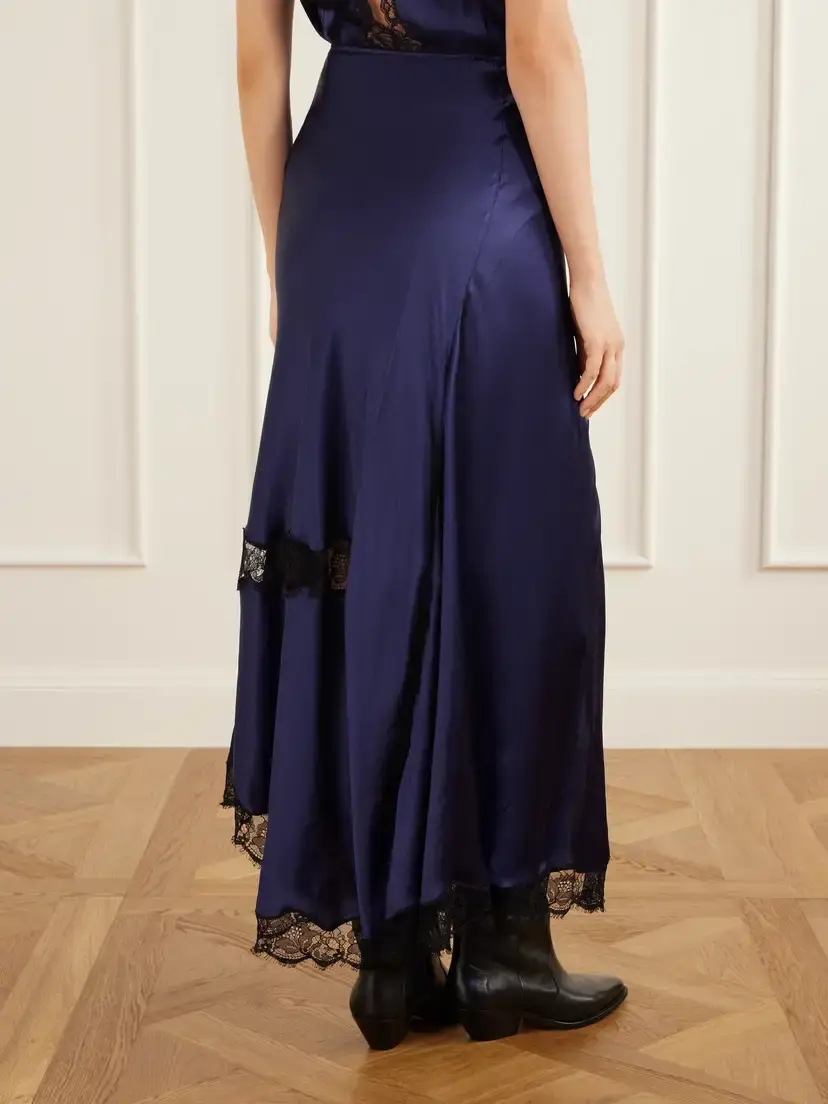 Isabel Marant Alexandra Lace-detailed Silk-blend Satin Midi Skirt | Thumbnail 4 Isabel Marant Alexandra Lace-detailed Silk-blend Satin Midi Skirt | Thumbnail 4