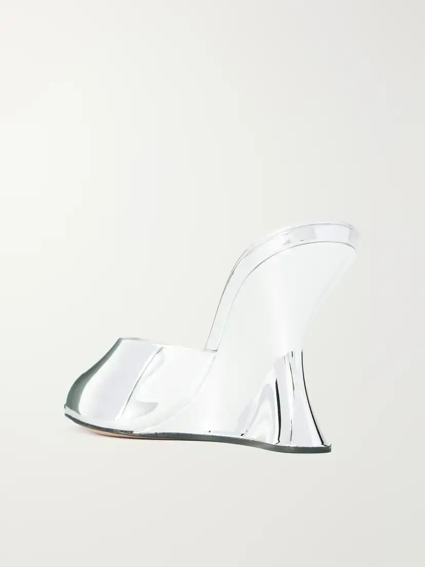 Aquazzura Bisous 95 Metallic Leather Wedge Sandals | Thumbnail 3