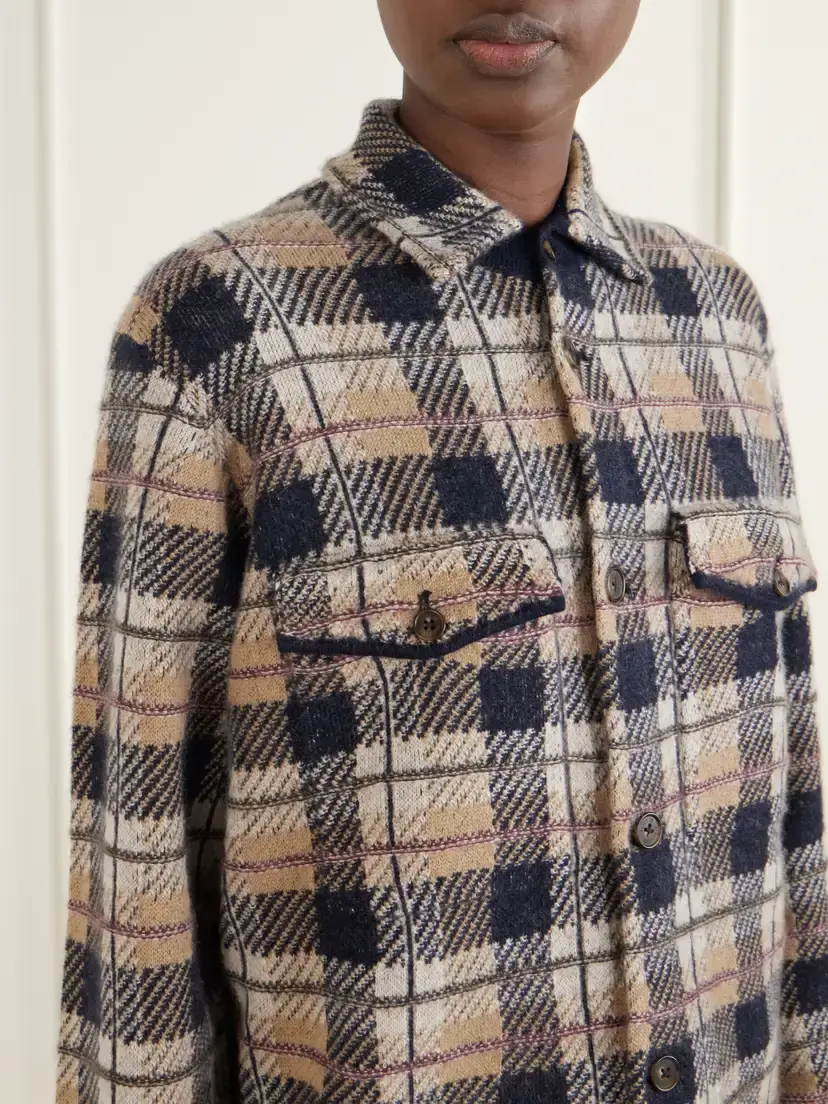 Guest In Residence Checked Cashmere Cardigan | Thumbnail 5 Guest In Residence Checked Cashmere Cardigan | Thumbnail 5