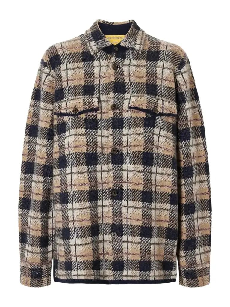 Guest In Residence Checked Cashmere Cardigan