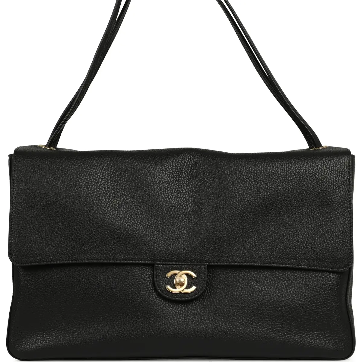 Chanel Chanel Maxi "Souplissimo" Large Flap Bag Black Grained Calfskin Gold Hardware