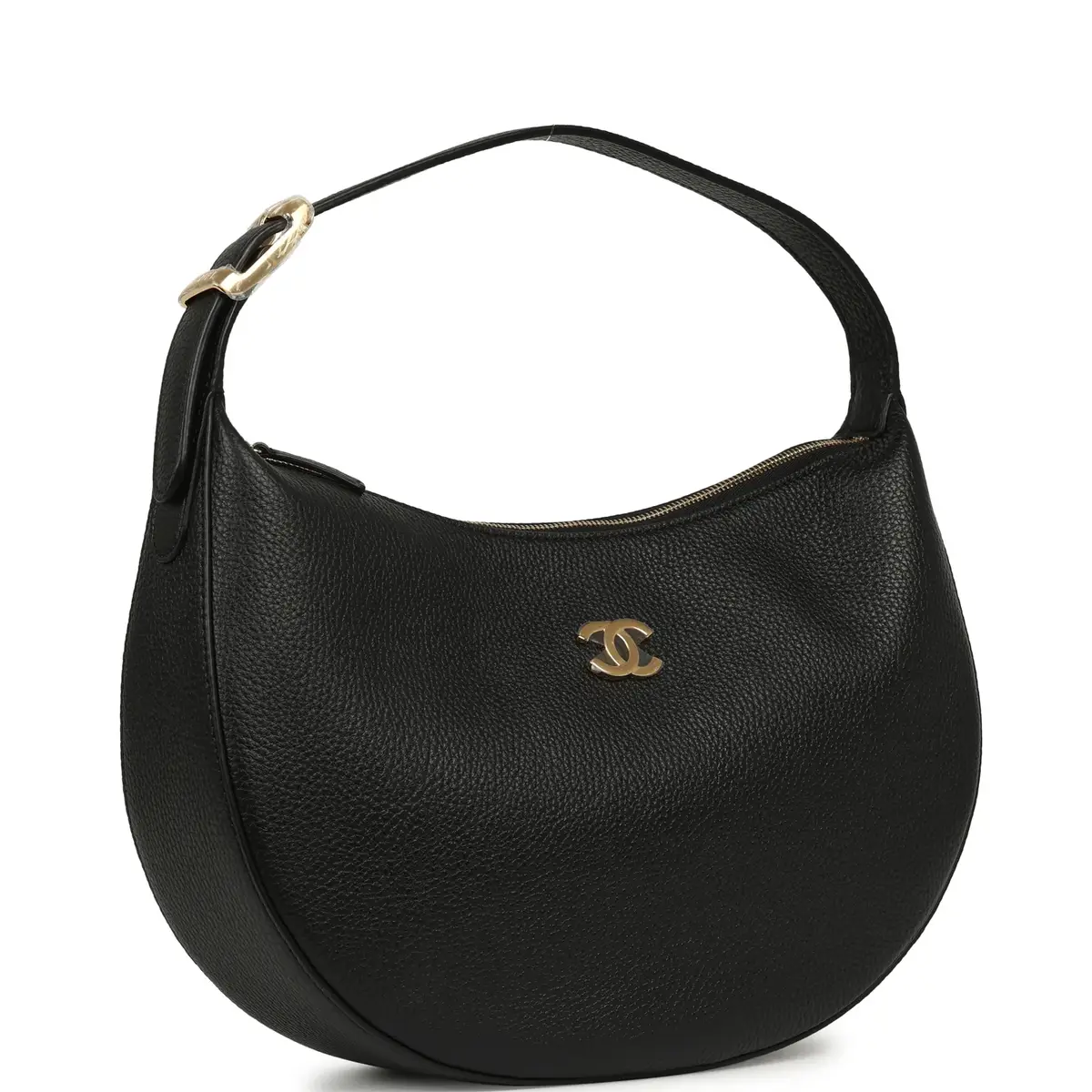 Chanel Chanel Round Top Handle Hobo Bag Black Grained Calfskin Gold Hardware | Thumbnail 2 Chanel Chanel Round Top Handle Hobo Bag Black Grained Calfskin Gold Hardware | Thumbnail 2