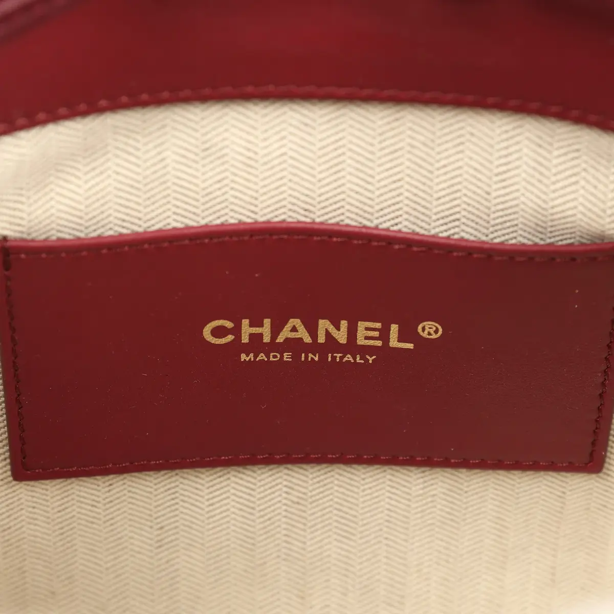 Chanel Chanel Small "CC Loop" Drawstring Bucket Bag with Leather Strap Dark Burgundy Suede, Calfskin Gold Hardware | Thumbnail 10