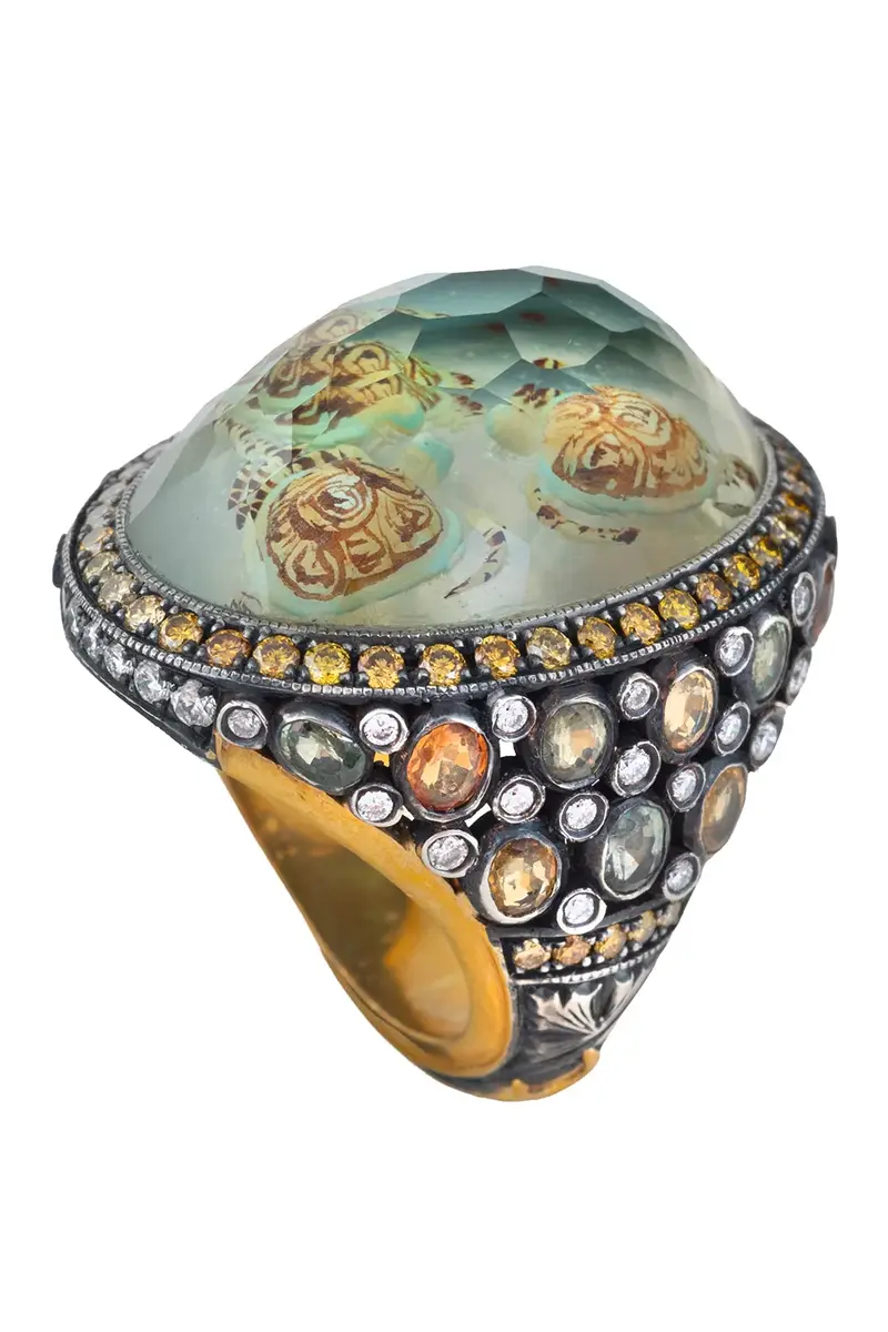 SEVAN BICAKCI Sapphire Yellow Diamond Carved Turtle Ring | Thumbnail 2