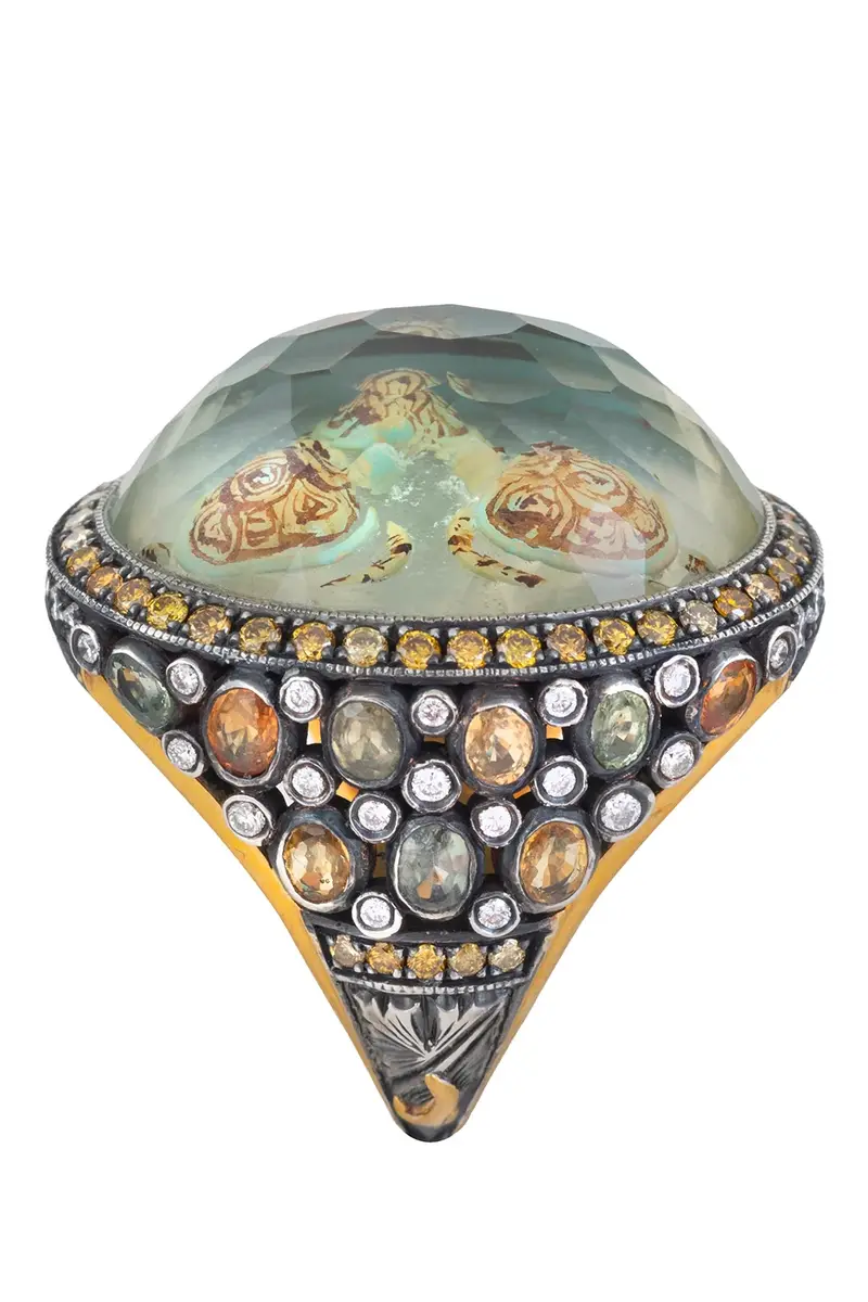 SEVAN BICAKCI Sapphire Yellow Diamond Carved Turtle Ring | Thumbnail 3