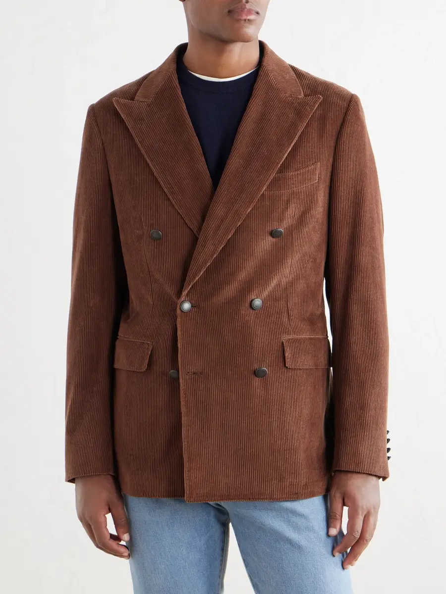 Canali Capri Double-Breasted Cotton-Corduroy Blazer - Men | Thumbnail 3