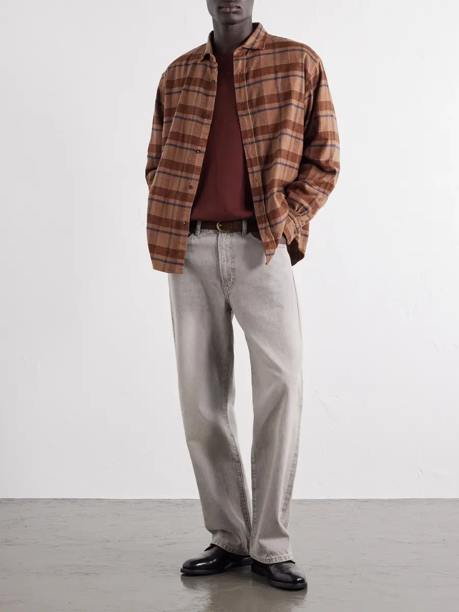 A.PRESSE Checked Cotton and Silk-Blend Twill Shirt - Men | Thumbnail 2 A.PRESSE Checked Cotton and Silk-Blend Twill Shirt - Men | Thumbnail 2