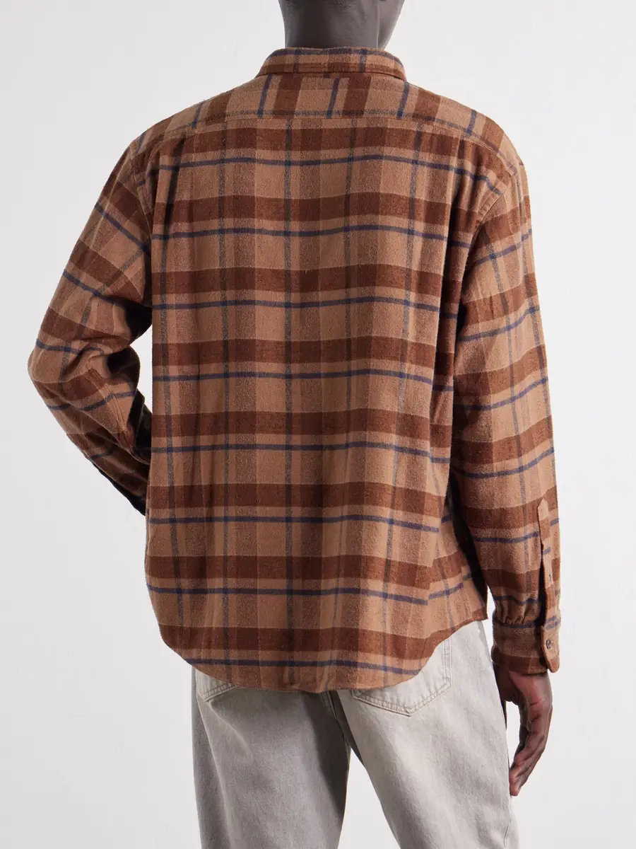 A.PRESSE Checked Cotton and Silk-Blend Twill Shirt - Men | Thumbnail 4 A.PRESSE Checked Cotton and Silk-Blend Twill Shirt - Men | Thumbnail 4