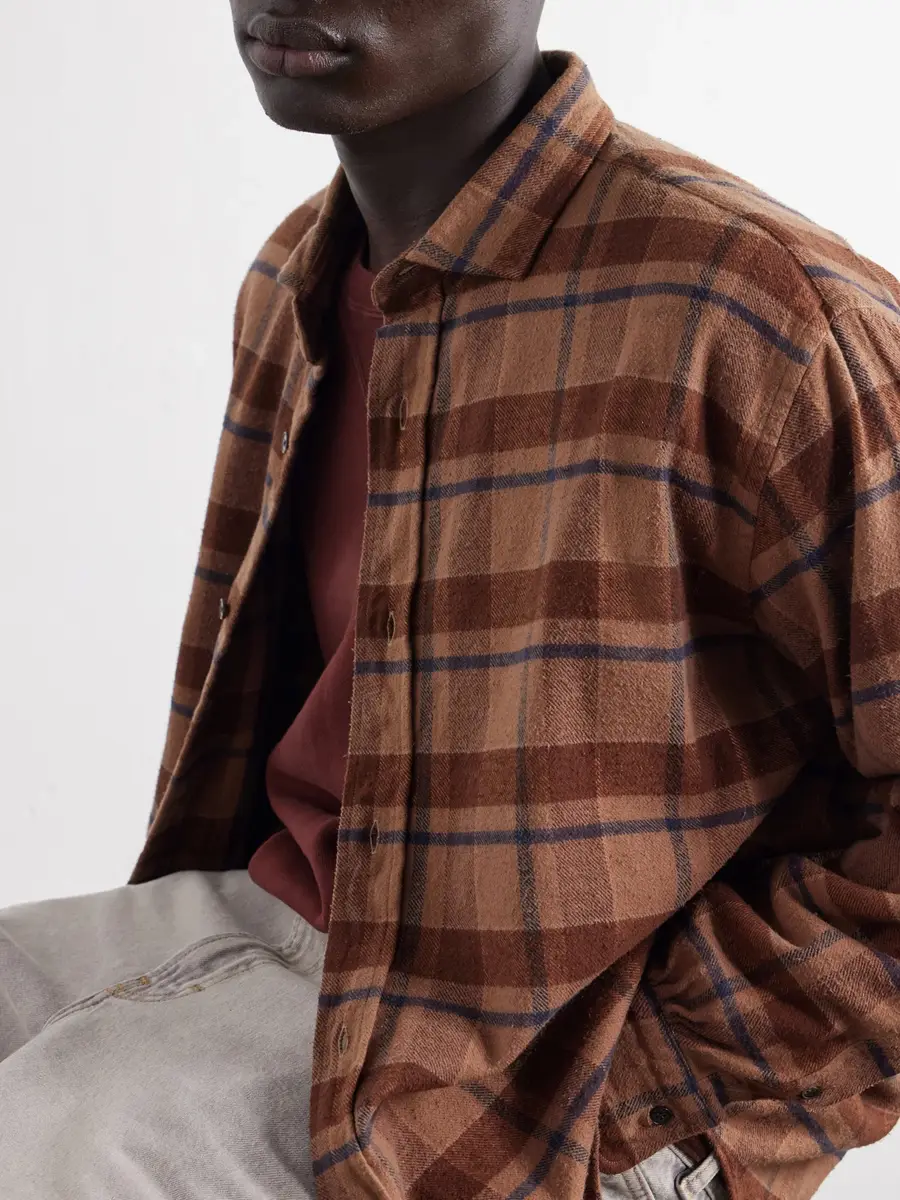 A.PRESSE Checked Cotton and Silk-Blend Twill Shirt - Men | Thumbnail 5 A.PRESSE Checked Cotton and Silk-Blend Twill Shirt - Men | Thumbnail 5