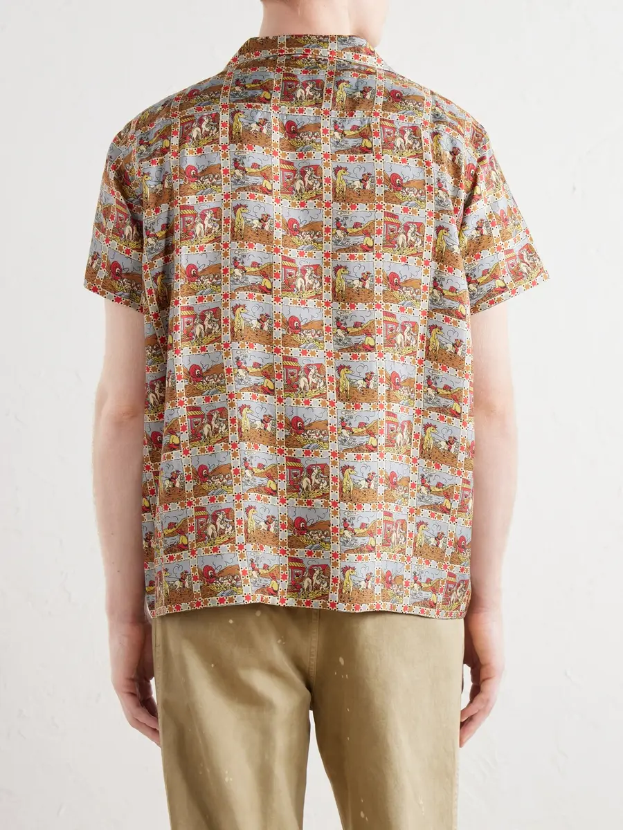 BODE Cowboy Comic Camp-Collar Printed Silk-Satin Shirt - Men | Thumbnail 4 BODE Cowboy Comic Camp-Collar Printed Silk-Satin Shirt - Men | Thumbnail 4