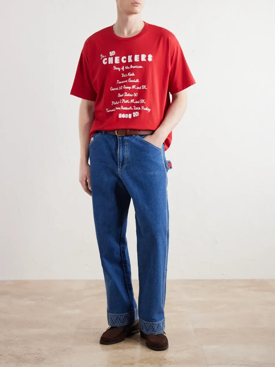 BODE Embroidered Cotton-Jersey T-Shirt - Men | Thumbnail 2 BODE Embroidered Cotton-Jersey T-Shirt - Men | Thumbnail 2