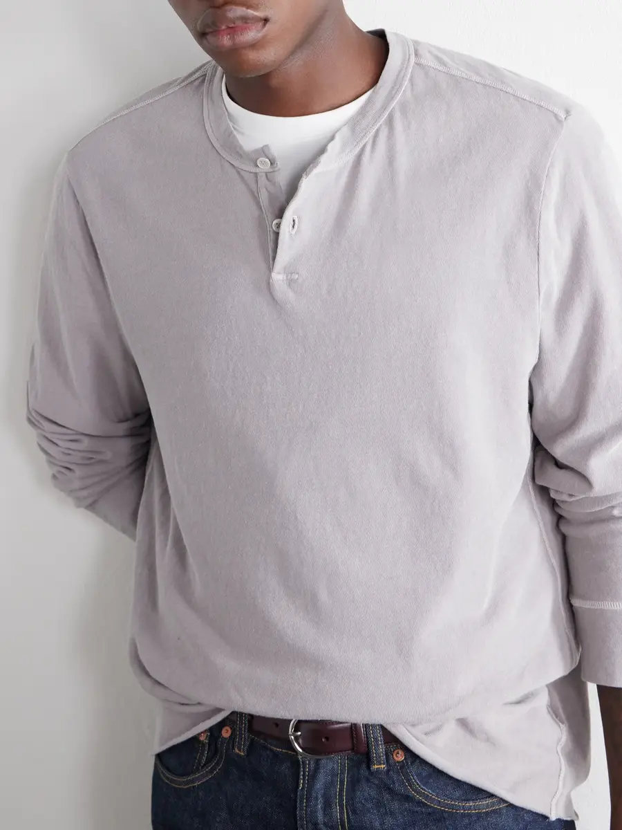 James Perse Cotton-Jersey Henley T-Shirt - Men | Thumbnail 5 James Perse Cotton-Jersey Henley T-Shirt - Men | Thumbnail 5