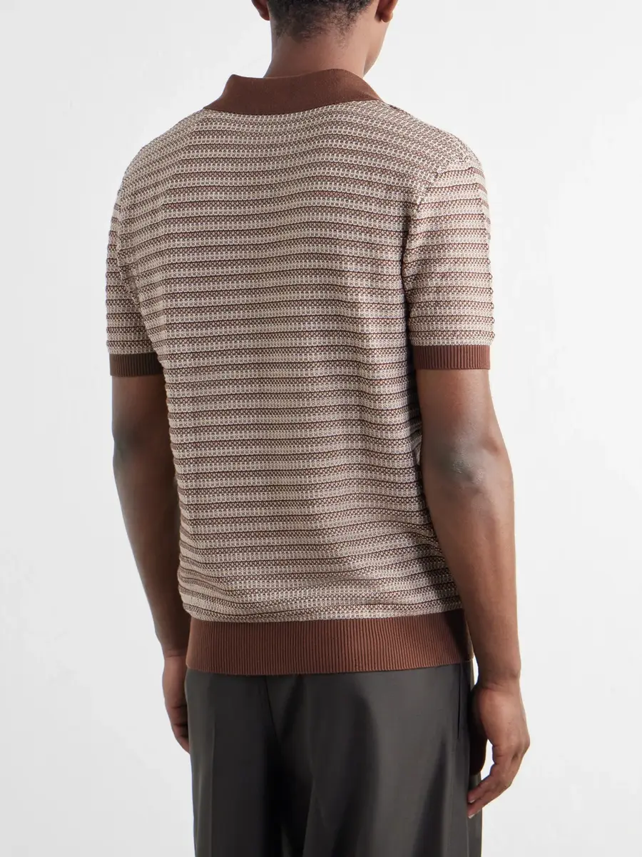 Frescobol Carioca Rino Striped Cotton and Cashmere-Blend Polo Shirt - Men | Thumbnail 4 Frescobol Carioca Rino Striped Cotton and Cashmere-Blend Polo Shirt - Men | Thumbnail 4