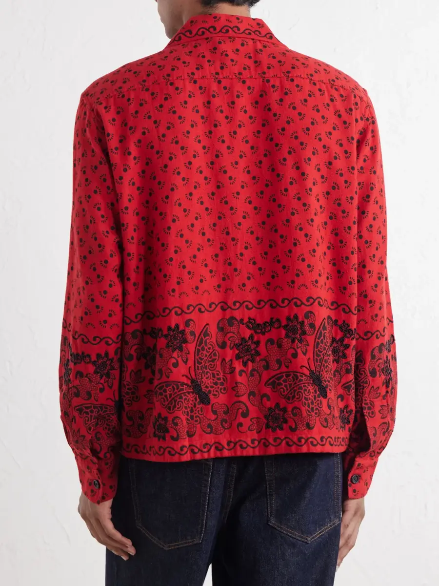 BODE Camp-Collar Embellished Printed Cotton-Poplin Shirt - Men | Thumbnail 4 BODE Camp-Collar Embellished Printed Cotton-Poplin Shirt - Men | Thumbnail 4