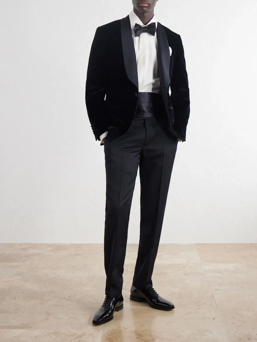 Canali Shawl-Collar Satin-Trimmed Cotton-Velvet Tuxedo Jacket - Men | Thumbnail 2 Canali Shawl-Collar Satin-Trimmed Cotton-Velvet Tuxedo Jacket - Men | Thumbnail 2