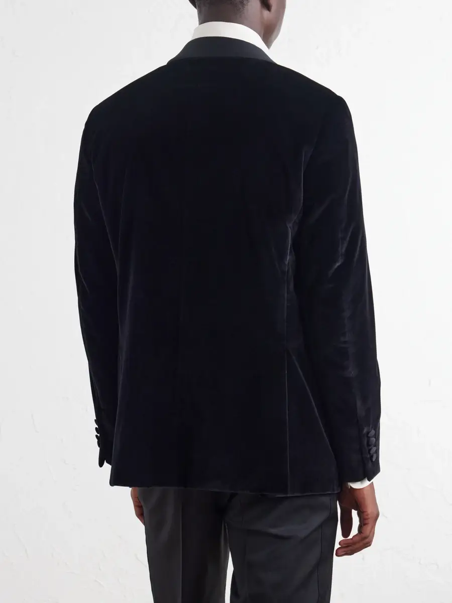 Canali Shawl-Collar Satin-Trimmed Cotton-Velvet Tuxedo Jacket - Men | Thumbnail 4 Canali Shawl-Collar Satin-Trimmed Cotton-Velvet Tuxedo Jacket - Men | Thumbnail 4