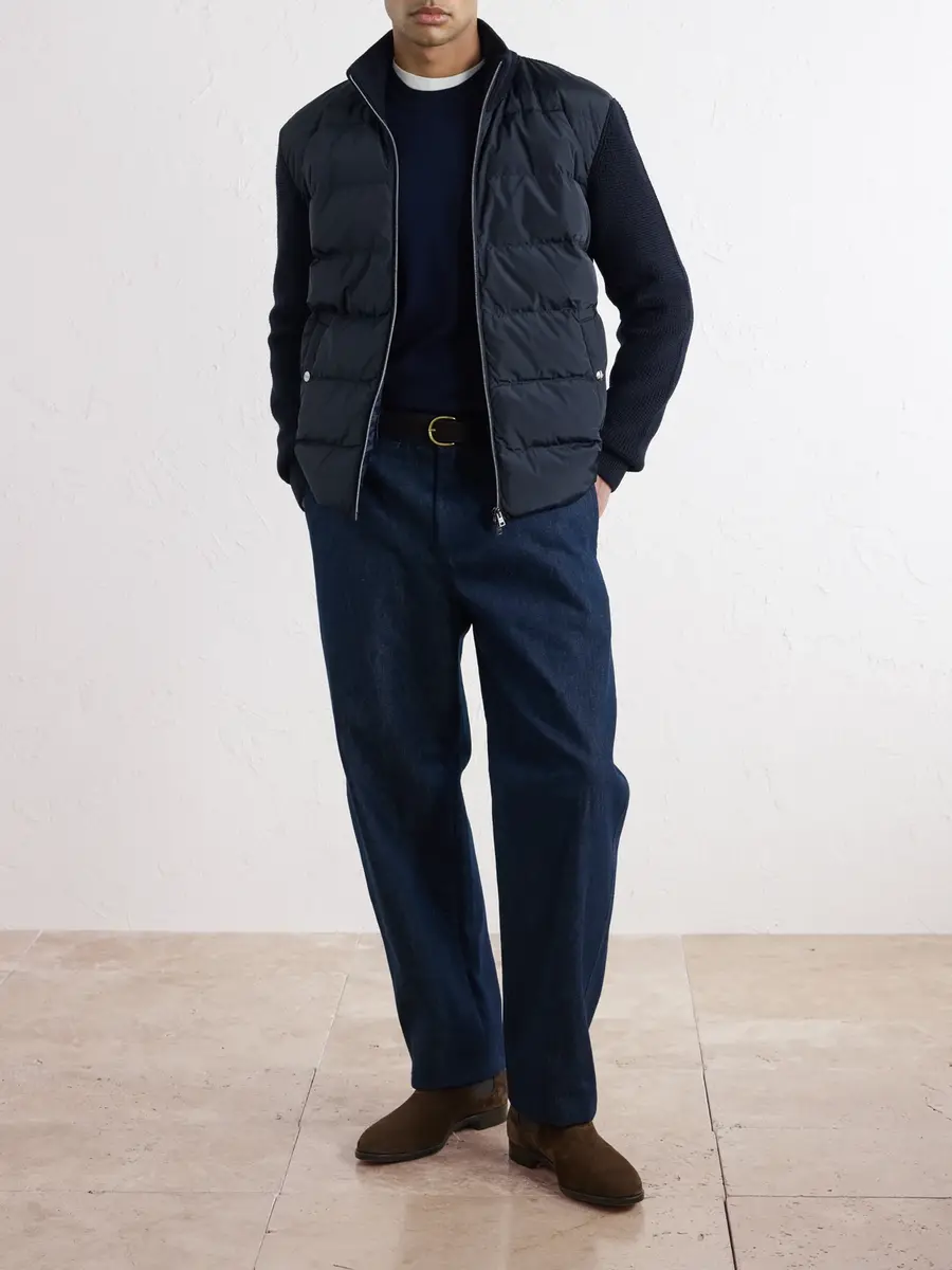 HERNO Waffle-Knit Wool and Quilted Shell Down Jacket - Men | Thumbnail 2 HERNO Waffle-Knit Wool and Quilted Shell Down Jacket - Men | Thumbnail 2