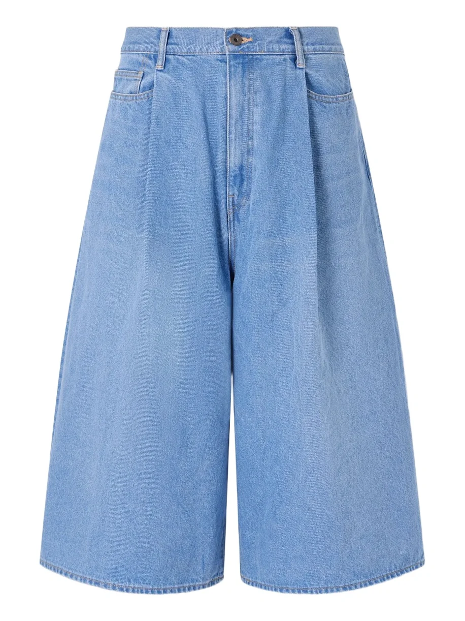 KAPITAL Wide-Leg Pleated Denim Shorts - Men
