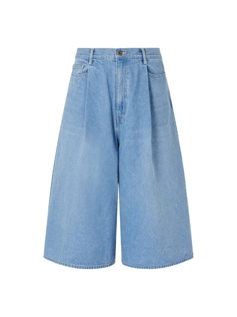 KAPITAL Wide-Leg Pleated Denim Shorts - Men