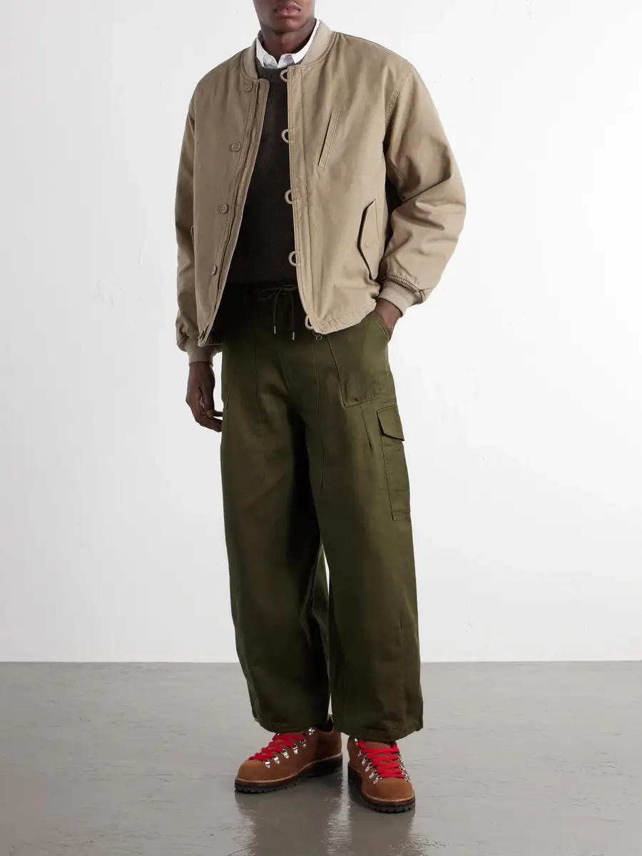 FrizmWORKS Wide-Leg Cotton-Twill Drawstring Cargo Trousers - Men | Thumbnail 2