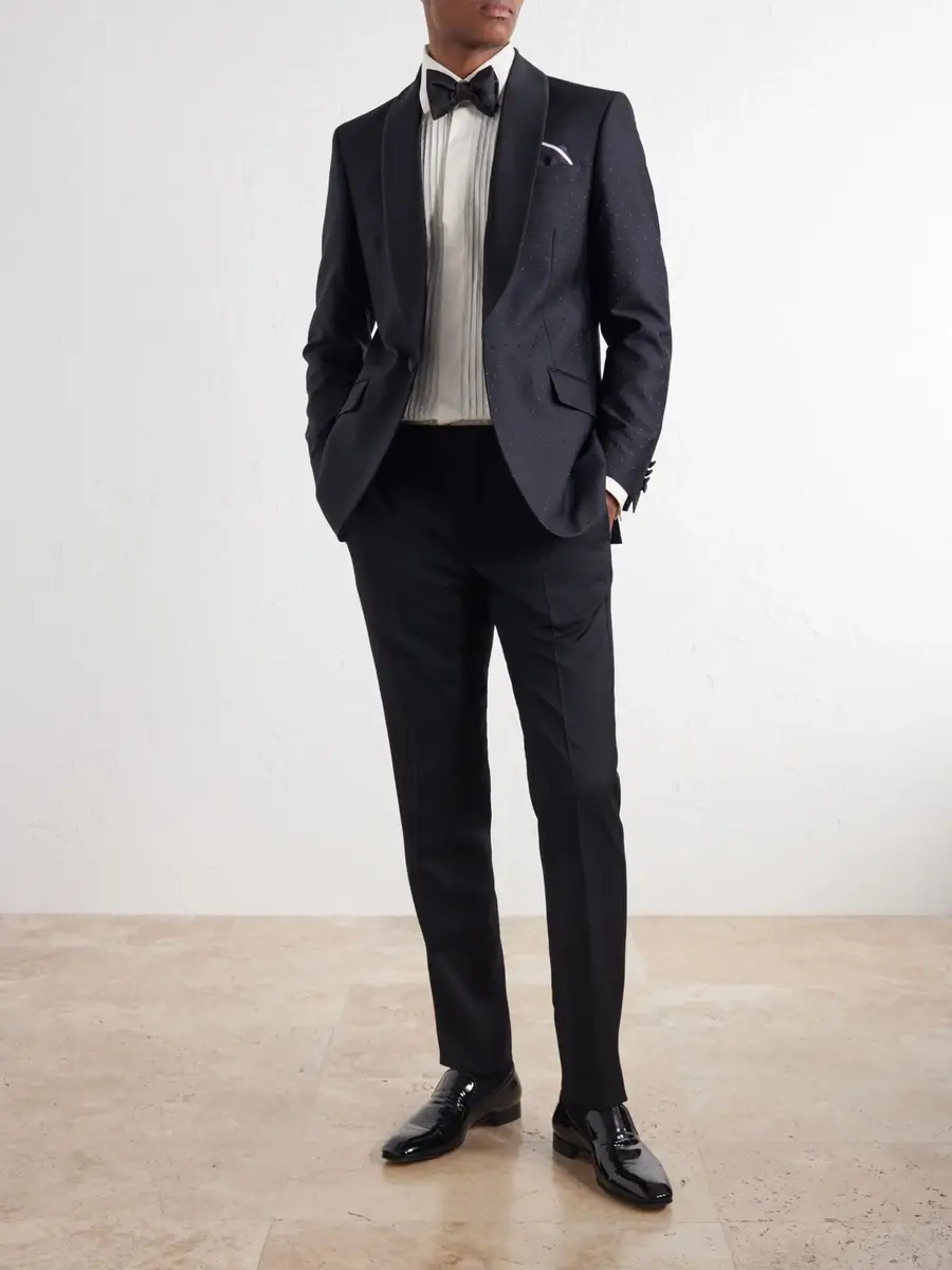 Favourbrook Polka-Dots Wool and Silk-Blend Tuxedo Jacket - Men | Thumbnail 2 Favourbrook Polka-Dots Wool and Silk-Blend Tuxedo Jacket - Men | Thumbnail 2