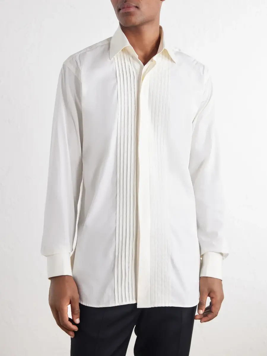 Favourbrook Classic-Collar Pintucked Cotton-Poplin Tuxedo Shirt - Men | Thumbnail 5