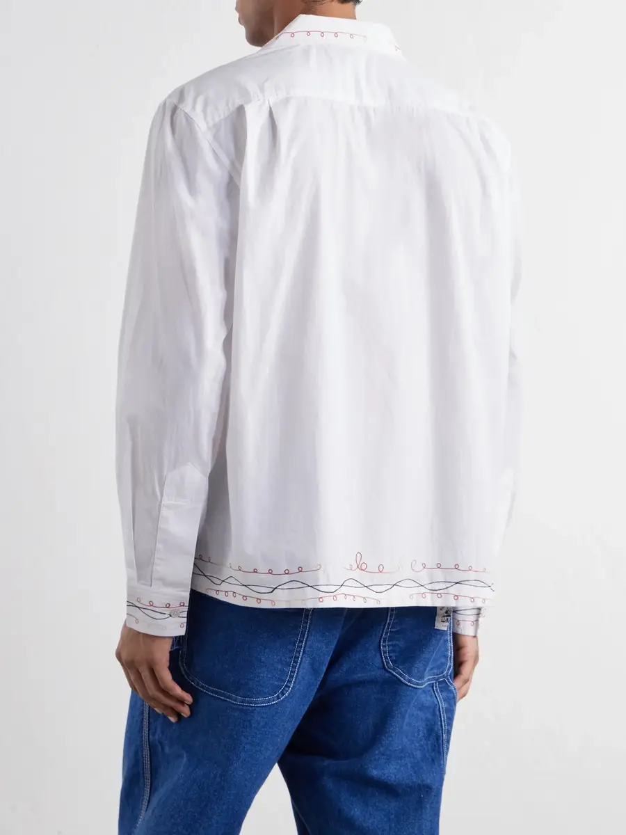 BODE Camp-Collar Embroidered Cotton-Poplin Shirt - Men | Thumbnail 4 BODE Camp-Collar Embroidered Cotton-Poplin Shirt - Men | Thumbnail 4