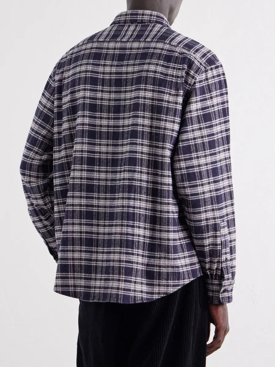 A.PRESSE Checked Cotton and Silk-Blend Twill Shirt - Men | Thumbnail 4 A.PRESSE Checked Cotton and Silk-Blend Twill Shirt - Men | Thumbnail 4