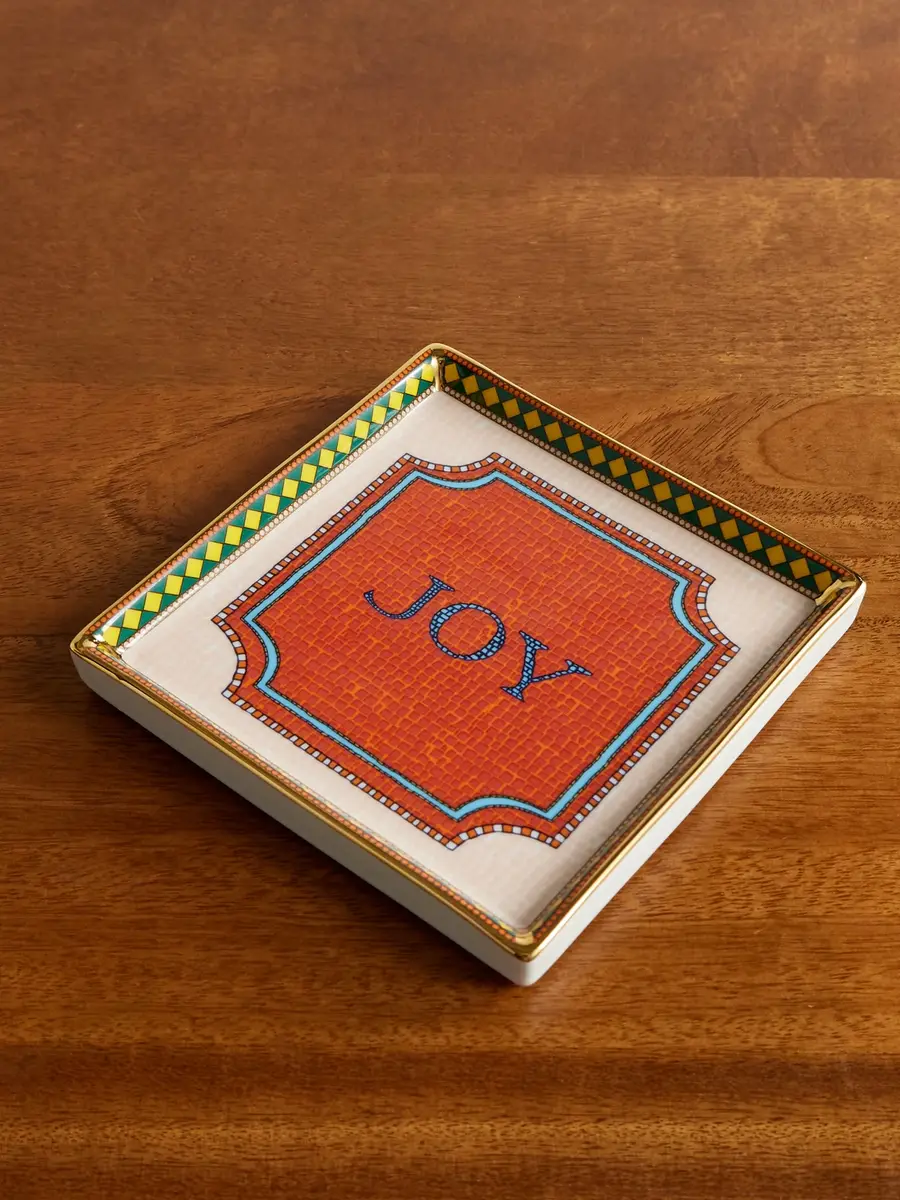 La DoubleJ Joy Painted Porcelain Trinket Tray - Men