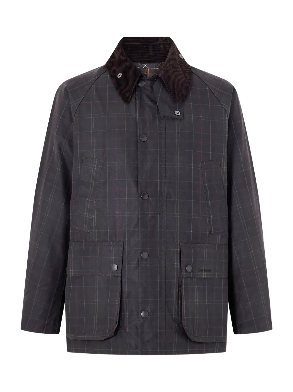 Checked Corduroy-Trimmed Waxed-Cotton Jacket - Men Checked Corduroy-Trimmed Waxed-Cotton Jacket - Men