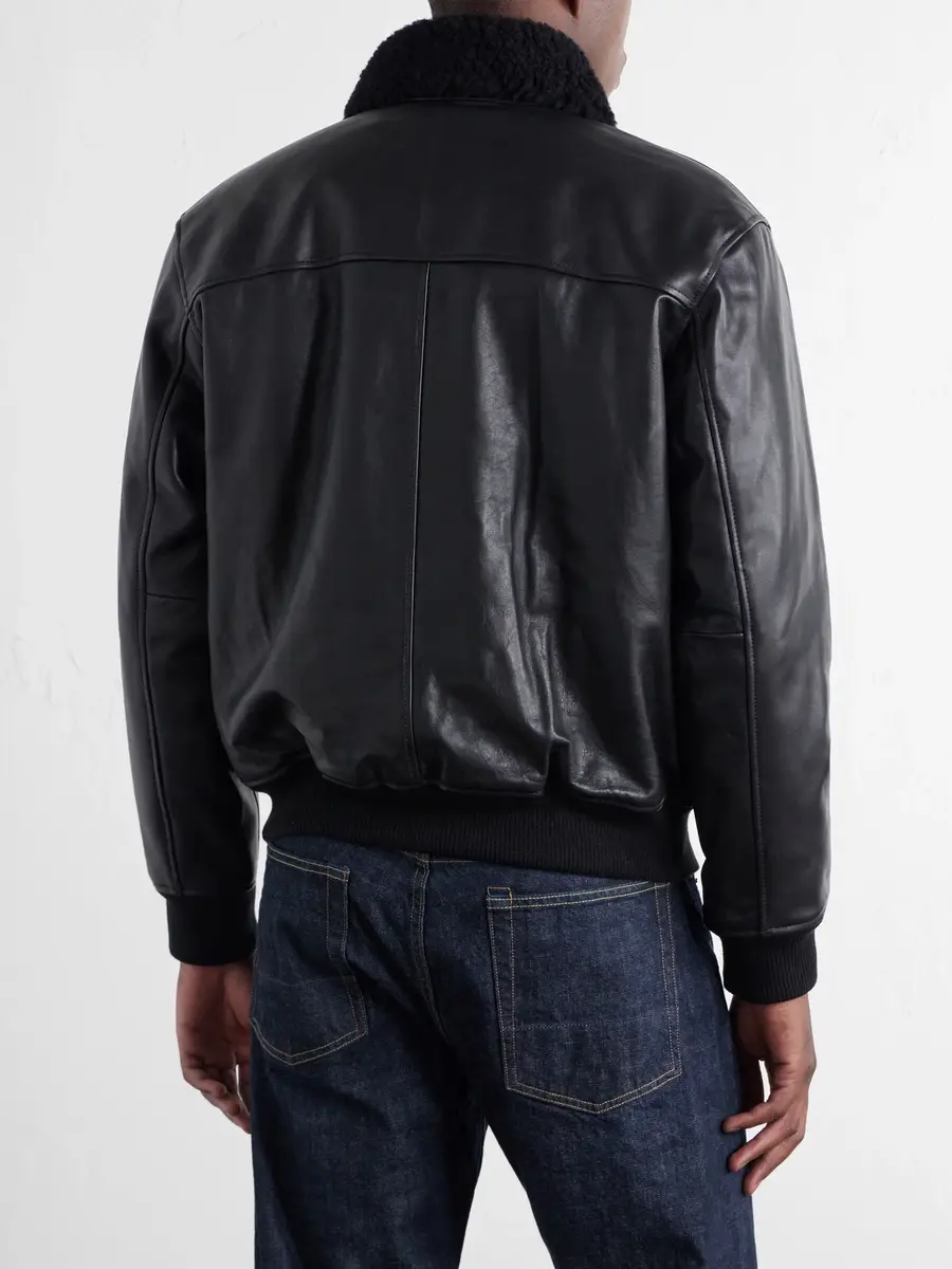 A.P.C. Charles Wool-Fleece Trimmed Leather Jacket - Men | Thumbnail 4 A.P.C. Charles Wool-Fleece Trimmed Leather Jacket - Men | Thumbnail 4