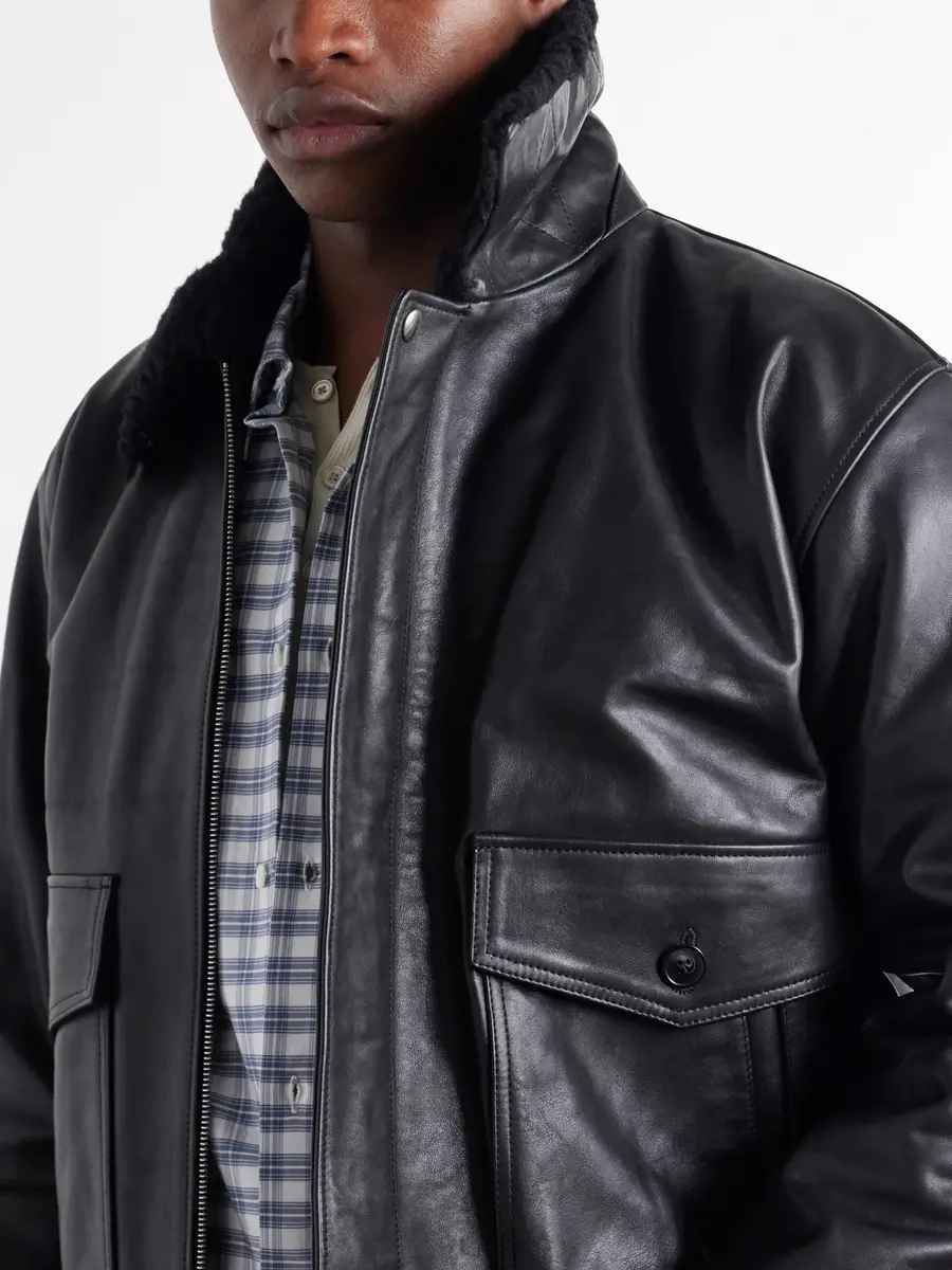A.P.C. Charles Wool-Fleece Trimmed Leather Jacket - Men | Thumbnail 5 A.P.C. Charles Wool-Fleece Trimmed Leather Jacket - Men | Thumbnail 5