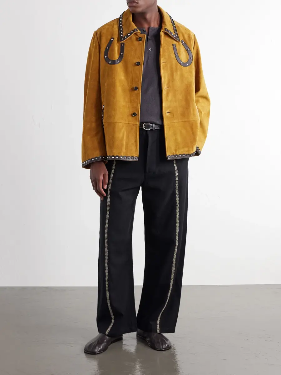 BODE Carson Studded Leather-Trimmed Suede Jacket - Men | Thumbnail 2 BODE Carson Studded Leather-Trimmed Suede Jacket - Men | Thumbnail 2