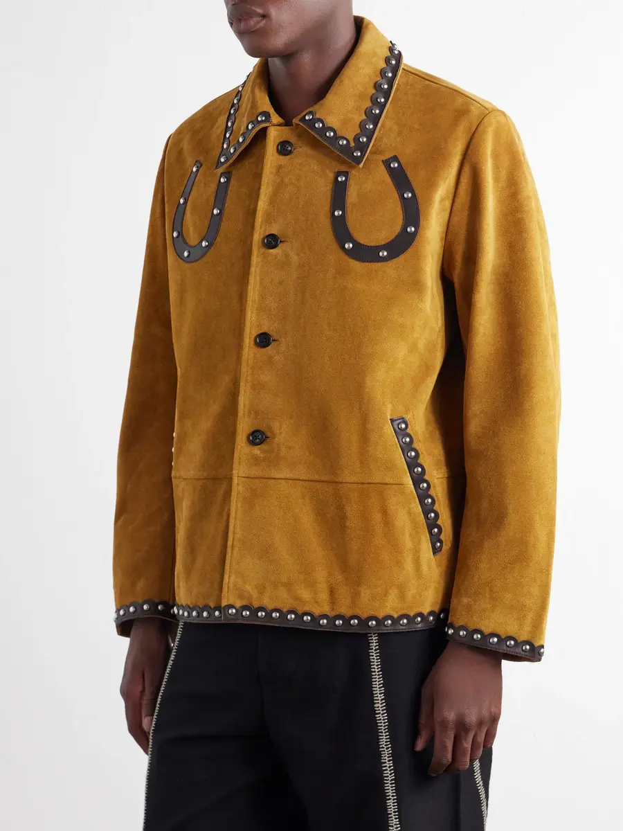 BODE Carson Studded Leather-Trimmed Suede Jacket - Men | Thumbnail 3 BODE Carson Studded Leather-Trimmed Suede Jacket - Men | Thumbnail 3