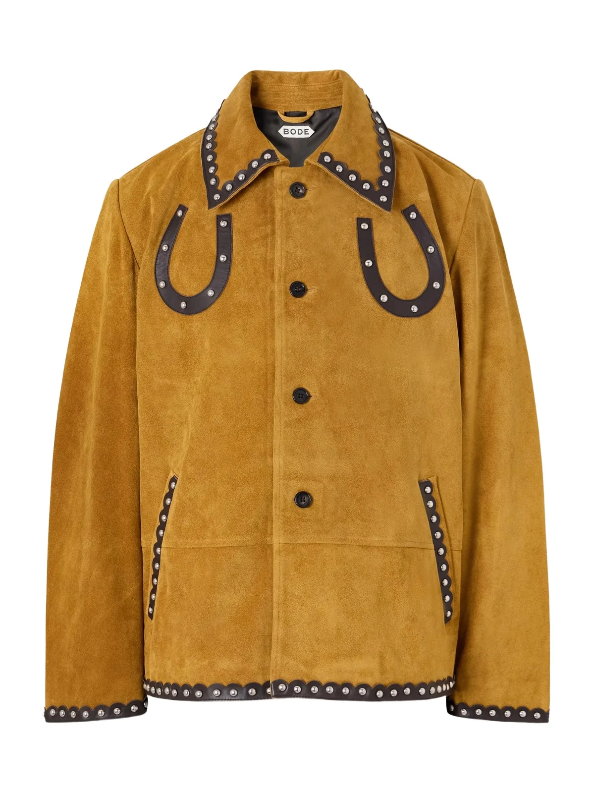 BODE Carson Studded Leather-Trimmed Suede Jacket - Men