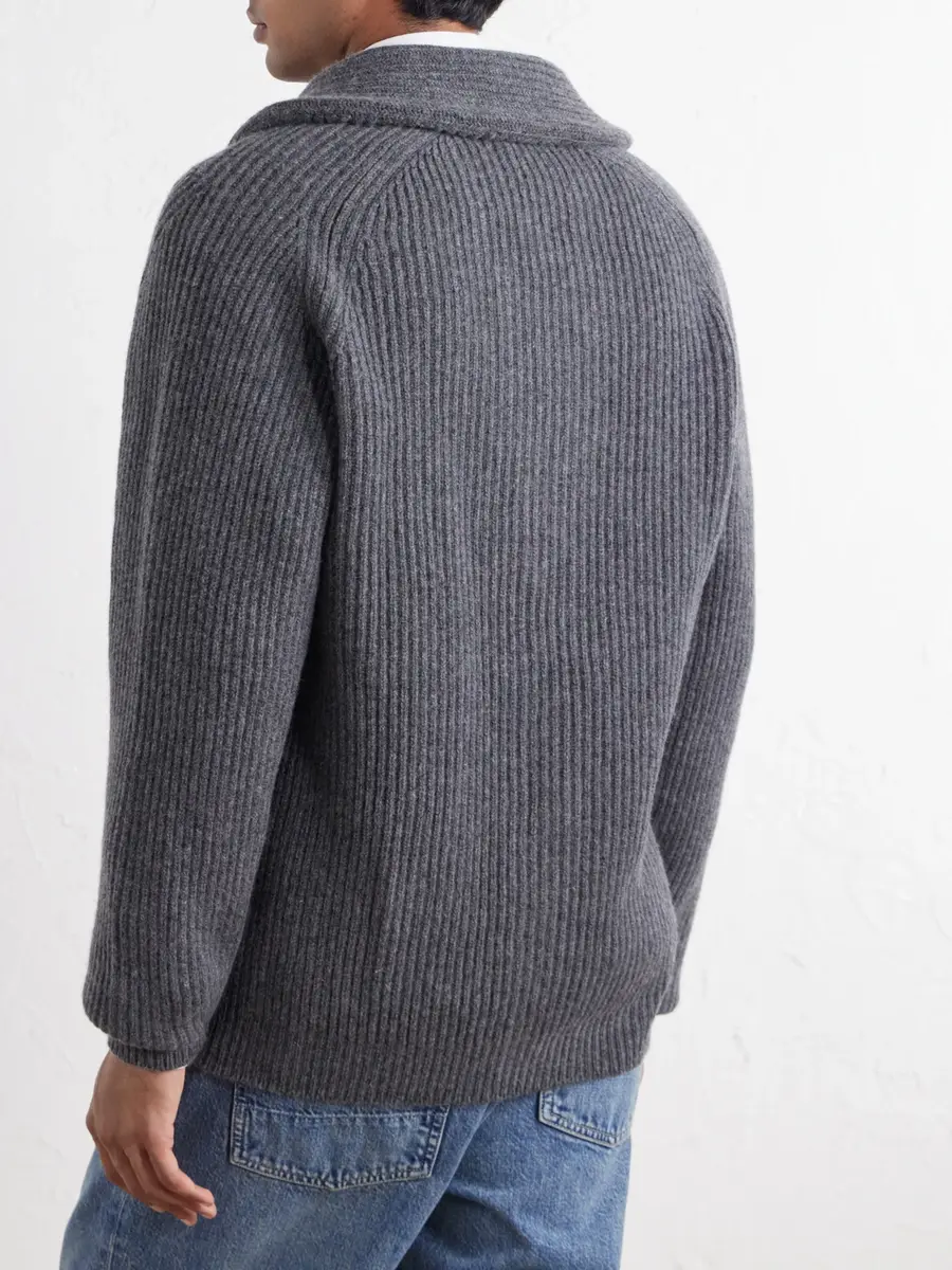 Drake's Ribbed Wool Cardigan - Men | Thumbnail 4 Drake's Ribbed Wool Cardigan - Men | Thumbnail 4