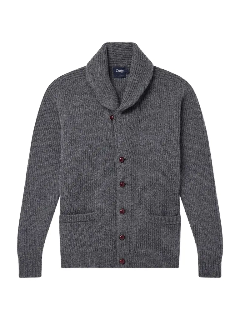 Drake's Ribbed Wool Cardigan - Men