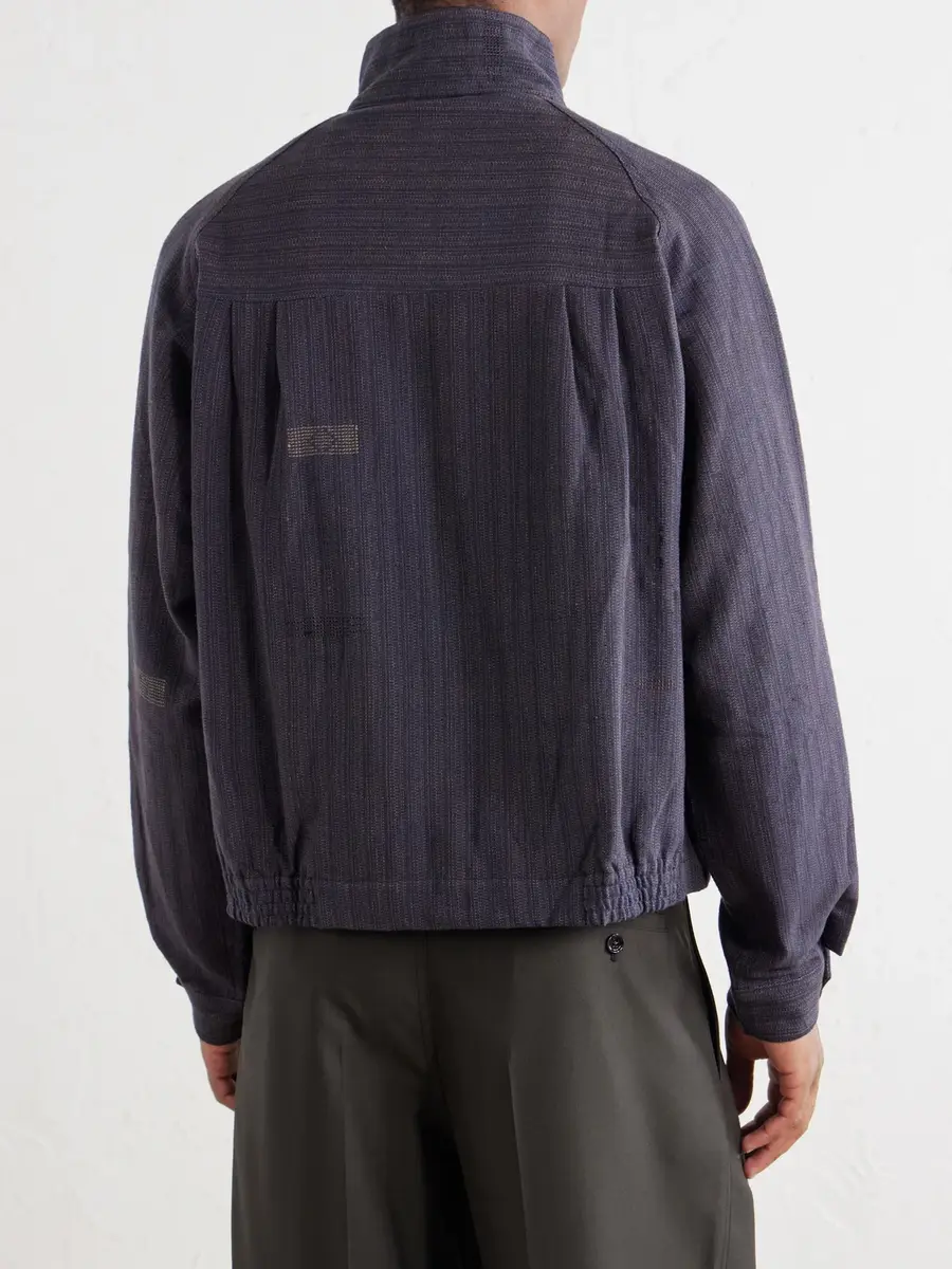 Kardo Stanley Embroidered Pinstriped Cotton Bomber Jacket - Men | Thumbnail 4