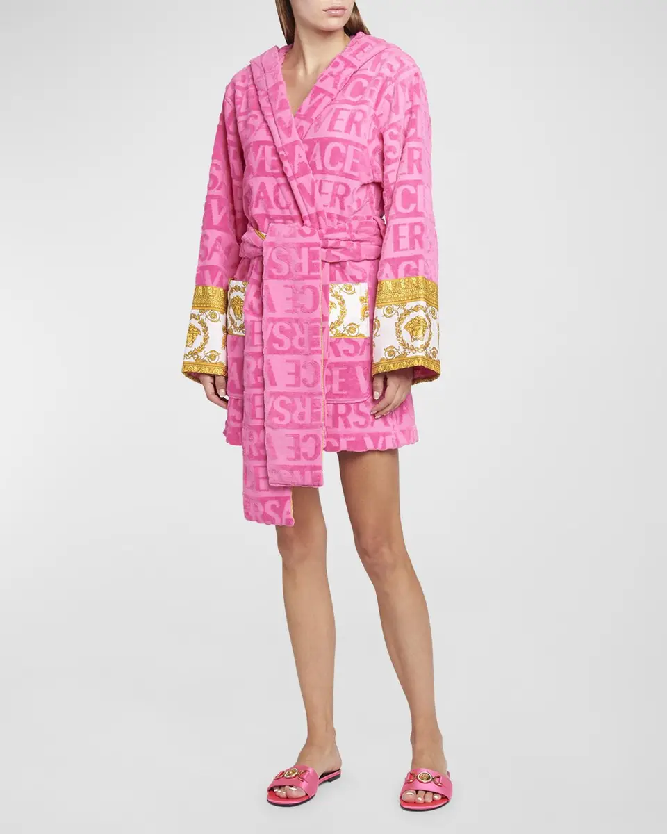 Versace I Heart Baroque Hooded Short Bathrobe | Thumbnail 2
