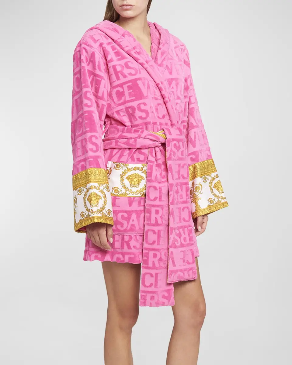Versace I Heart Baroque Hooded Short Bathrobe | Thumbnail 3